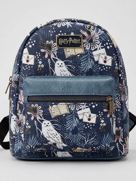 Harry Potter Hogwarts ICONS Blue Floral Wizarding World Bioworld Mini Backpack main image 4